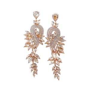 Rose Gold Champagne Crystal Dangle Earrings